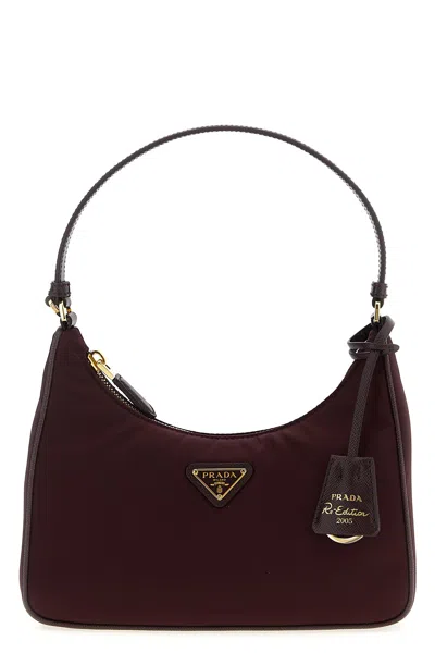 Prada ' Re-edition 2005' Shoulder Bag In Burgundy