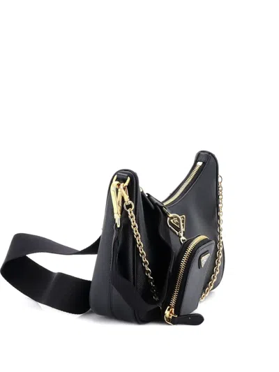 Pre-owned Prada Re-edition 2005 Shoulder Bag Saffiano Leather Small Crossbody Bag In Black
