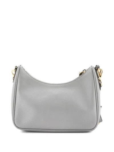 Pre-owned Prada Re-edition 2005 Shoulder Bag Saffiano Leather Small Crossbody Bag In Gray