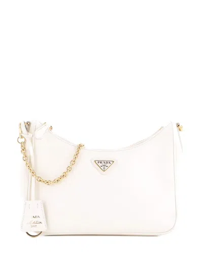 Pre-owned Prada Re-edition 2005 Shoulder Bag Saffiano Leather Small Crossbody Bag In White