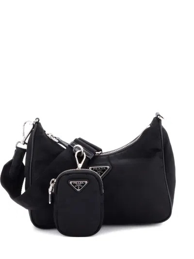 Pre-owned Prada Re-edition 2005 Shoulder Bag Tessuto Small Crossbody Bag In Black