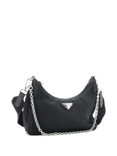 Pre-owned Prada Re-edition 2005 Shoulder Bag Tessuto Small Crossbody Bag In Black