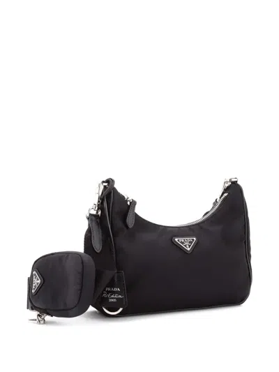 Pre-owned Prada Re-edition 2005 Shoulder Bag Tessuto Small Crossbody Bag In Black