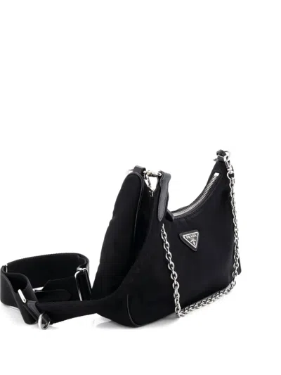 Pre-owned Prada Re-edition 2005 Shoulder Bag Tessuto Small Crossbody Bag In Black