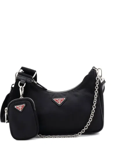 Pre-owned Prada Re-edition 2005 Shoulder Bag Tessuto Small Crossbody Bag In Black