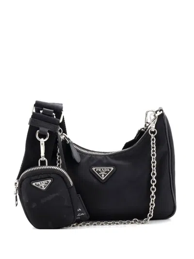 Pre-owned Prada Re-edition 2005 Shoulder Bag Tessuto Small Crossbody Bag In Black