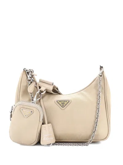 Pre-owned Prada Re-edition 2005 Shoulder Bag Tessuto Small Crossbody Bag In Neutral