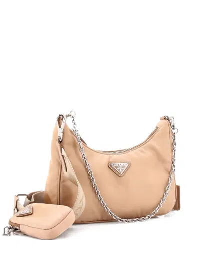 Pre-owned Prada Re-edition 2005 Shoulder Bag Tessuto Small Crossbody Bag In Neutral