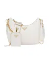 Prada Re-edition 2005 Saffiano Leather Shoulder Bag In White