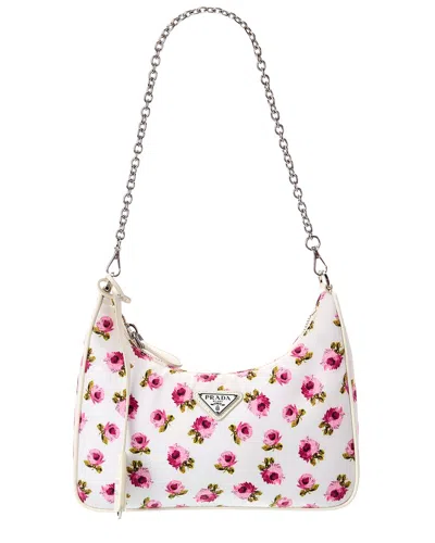 Prada Re-edition 2005 Tessuto & Leather Hobo Bag In Multi