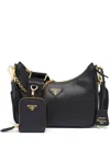 Prada 2005 Re-edition Saffiano Leather Shoulder Bag In Black