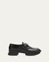 Prada Brushed Leather Squared-toe Loafers In Bruciato