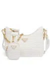 Prada Re-edition Crochet-knit Shoulder Bag In White