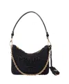 Prada Mini Re-edition Crochet Two-way Bag In Black