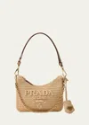 Prada Re-edition Crochet Pouch Shoulder Bag In Beige Khaki