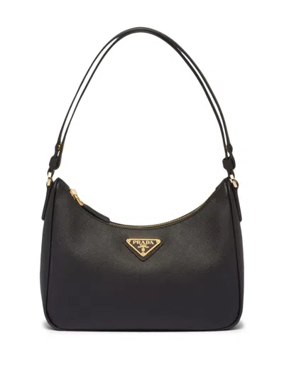 Prada Re-edition Leather Mini Bag In Black