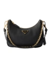Prada Re-edition Leather Shoulder Backpack In Black