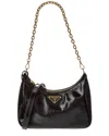 Prada Re-edition Leather Shoulder Bag In Black