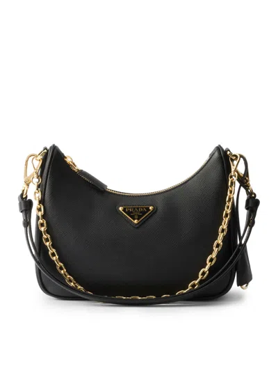 Prada Re-edition Mini Bag In Saffiano In Black