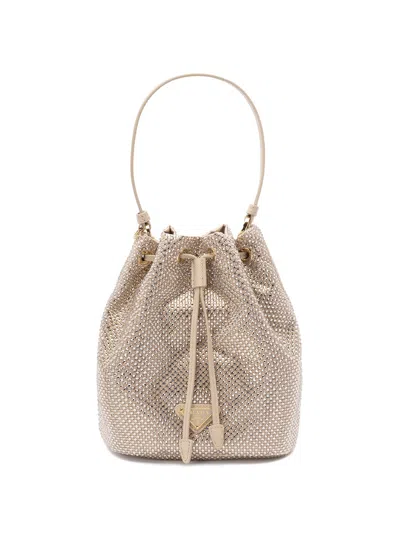 Prada Re-edition Mini Bag With Crystals In Sand