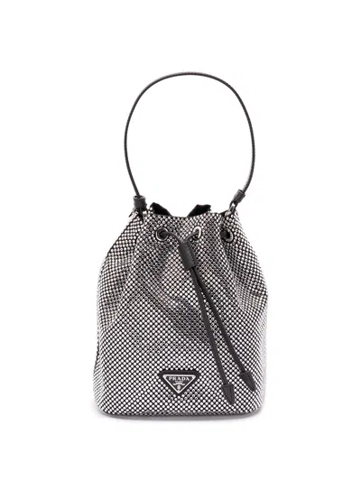 Prada Re-edition Mini Bag With Crystals In Silver