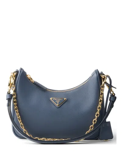 Prada Re-edition Mini Saffiano Leather Bag In Blue