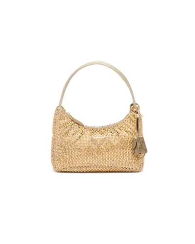 PRADA PRADA RE-EDITION MINI SATIN BAG WITH CRYSTALS