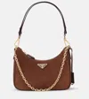 Prada Re-edition Mini Suede Shoulder Bag In Brown