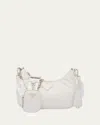 Prada Re-edition Napa Leather Shoulder Bag In Bianco