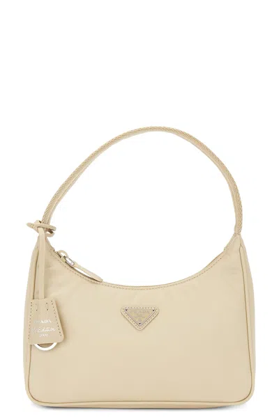 Prada Re-edition Nylon Shoulder Bag In Cream