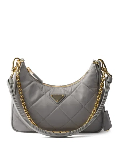 Prada Re-edition Quilted Re-nylon Mini-bag In Gray