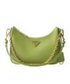 Prada Mini Saffiano Leather Re-edition Shoulder Bag In Green