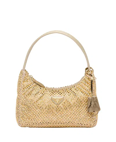 Prada Re-edition Satin Mini-bag With Crystals