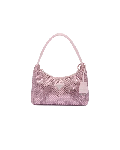 Prada Re-edition 2000 Crystal-embellished Mini Bag In Pink