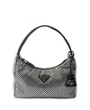 Prada Re-edition Satin Mini-bag With Crystals In Transparent