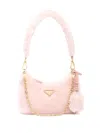 Prada Re-edition Shearling Mini Bag In Rosa