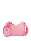Prada Re-edition 2005 Raffia Chain Shoulder Bag In Pink