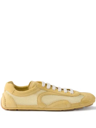 Prada Re-edition Suede Mesh Sneakers In Neutral