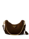 Prada Re-edition Suede Mini-bag In Brown