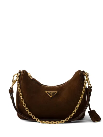Prada Re-edition Suede Mini-bag In Brown