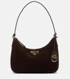 Prada Reedition 2005 Mini Bag In Moro Suede Leather In Brown