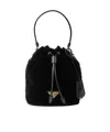 Prada Mini Re-edition Velvet Bucket Bag In Black