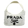 PRADA PRADA RE-EDITION WHITE FUR SHOULDER BAG (PRE-OWNED)