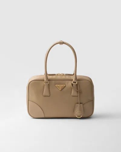 Prada Re-edition 1978 Medium Tasche Mit Zwei Griffen Aus Re-nylon Und Saffiano-leder In Camel Brown