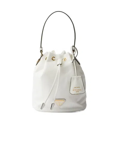 Prada Re-edition1978 Mini Bucket Shoulder Bag In White