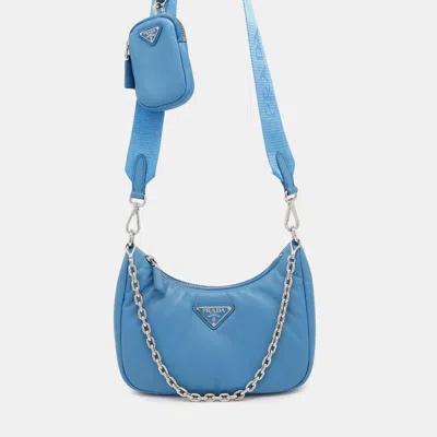 Pre-owned Prada Re-edition2005 Shoulder Bag Light Blue Leather