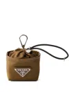 Prada Re-nylon Mini Pouch Bag Charm In Brown