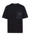Prada Mens Black Re-nylon Logo-plaque Cotton-jersey T-shirt Xxl In Black