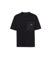Prada Men's Plain Cotton Badge Pocket T-shirt In Black