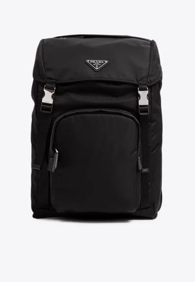 PRADA RE-NYLON AND LEATHER BACKPACK
